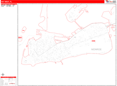Key West Digital Map Red Line Style